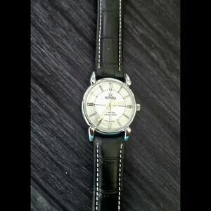 Rare Roamer Brevete Swiss Mens Manual Watch Slv Wht Serviced